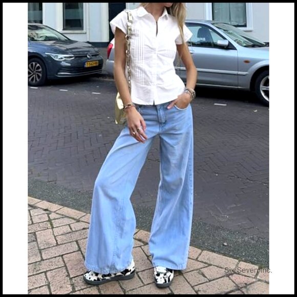 Short Sleeve Button Down Shirt Pleated Slim Fit Blouse 100% Polyester - Picture 4 of 7